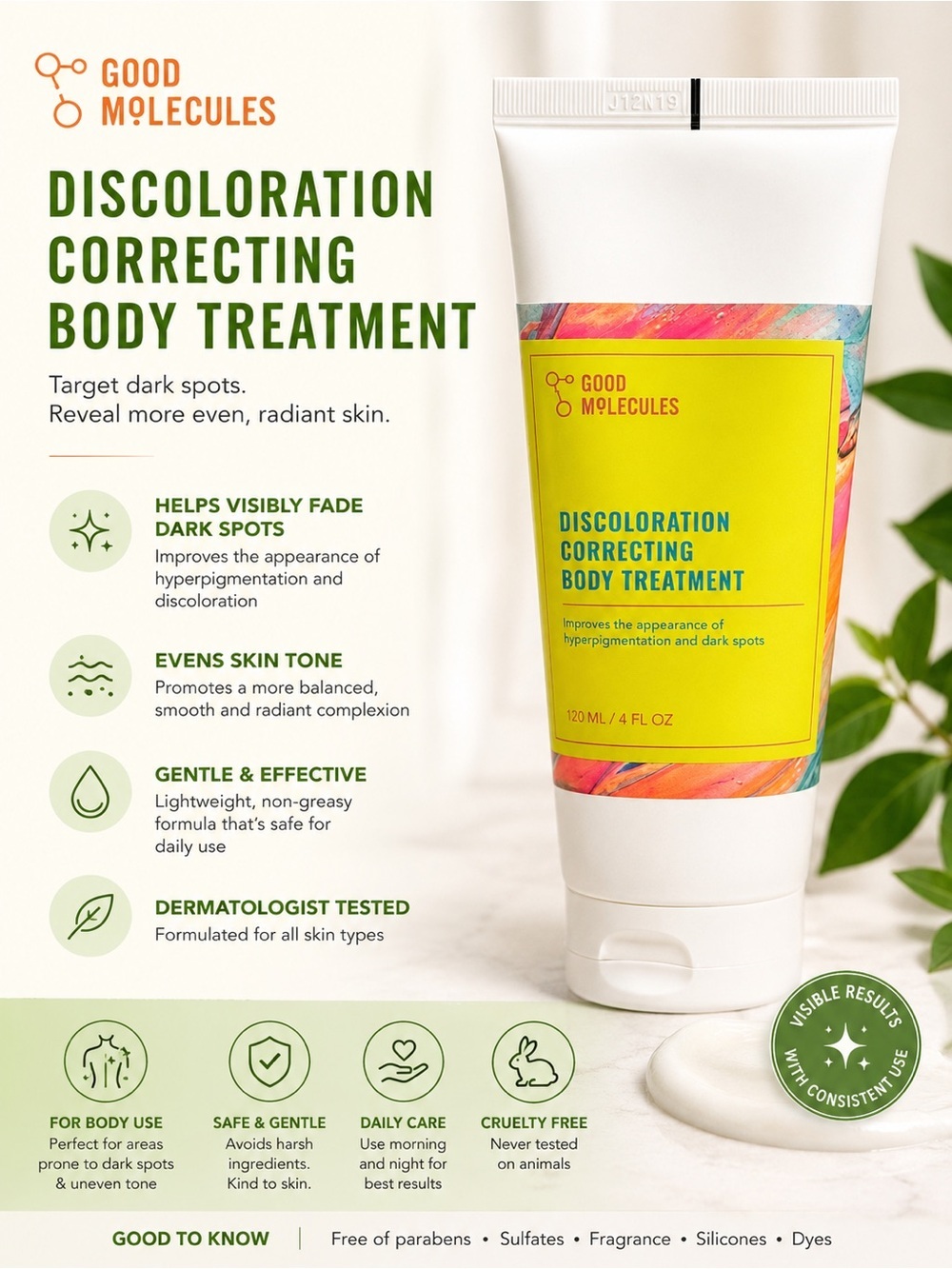 Good Molecules Discoloration Correcting Body Treatment - Yellow Tube
